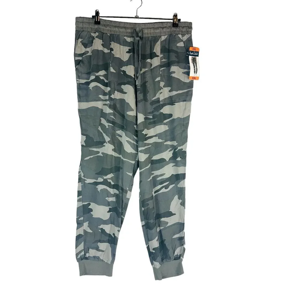 New Splendid Womans Sz XXL Jogger Pants Gray Camo Pull On Comfort Stretch NWT - Picture 2 of 11